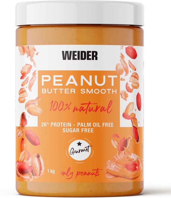 Weider Peanut Butter Smooth 1 Kg - 100% Mantequilla De Cacahuete Natural con Textura Suave y Cremosa